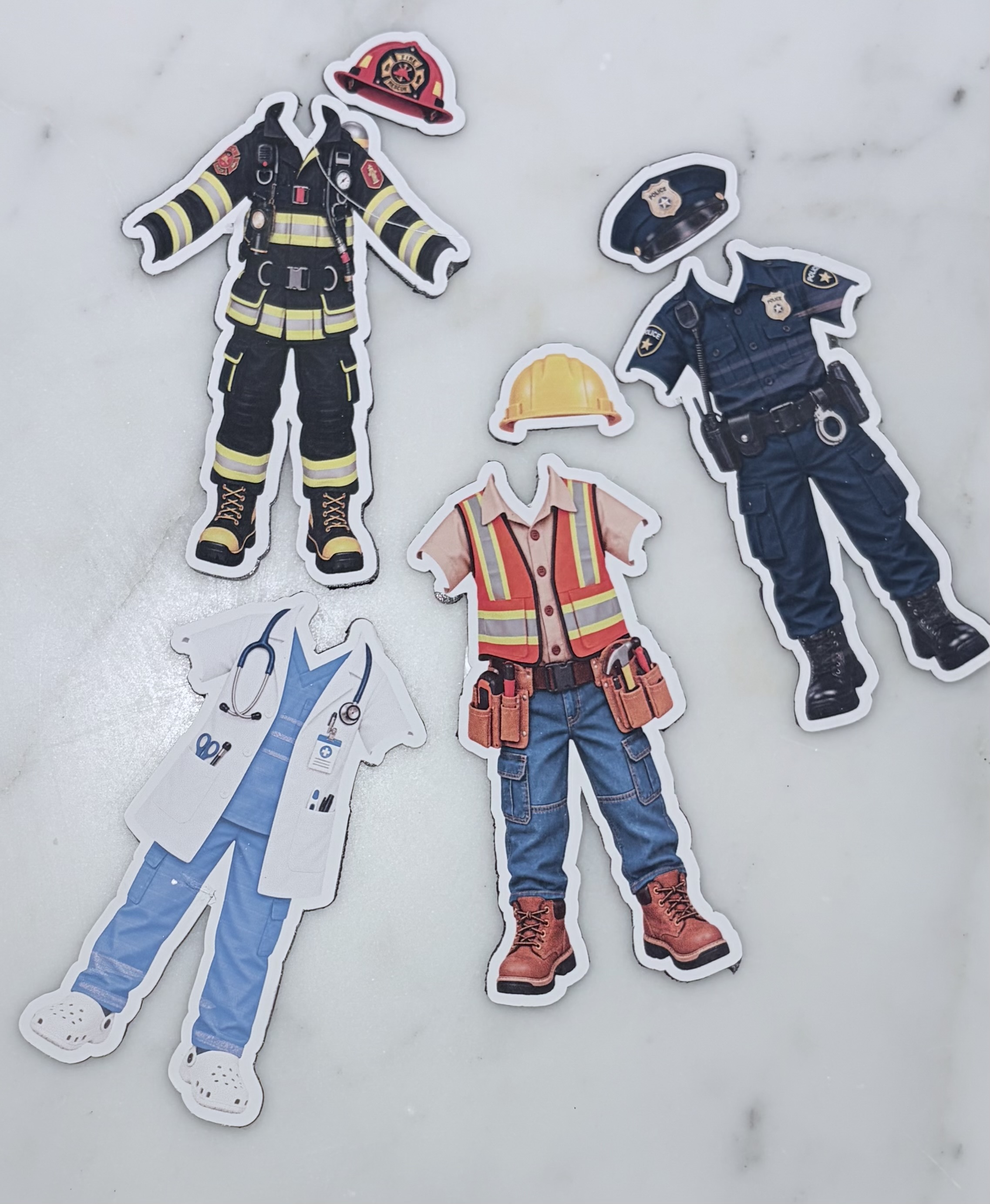 Photo of the Made Like Me Community Helpers magnetic outfit collection